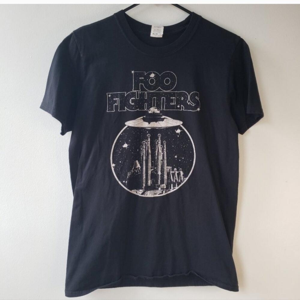 Foo Fighters Black UFO Band T shirt Concert Tee